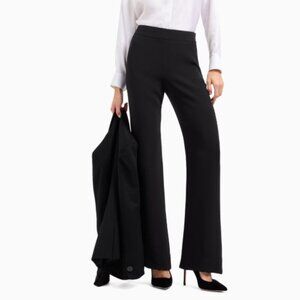 NWT $2095 Authentic Giorgio Armani 100% Silk Wide-Leg Pants, Black, Size 42